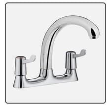 Image of Bristan Lever Chrome Plated Deck Sink Mixer Kitchen Taps - VAL2 DSM C CD