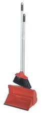 Image of 10" Light Weight Lobby Dustpan & Brush Set Red Brush And Pan Set Upright