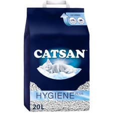 Image of Catsan Hygiene Plus Cat Litter White, 20L 20 l (Pack of 1), Multi