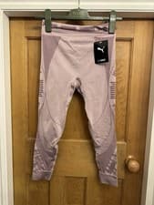 Image of Puma Training Evoknit Seamless Skin Fit Leggings Size Small Women’s Ladies Mauve