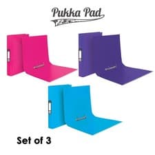 Image of Set of 3 x Pukka 2-Ring Binders A4 Presentation Folders In Pink, Purple, Blue
