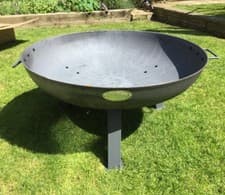 Image of Large Garden Fire Pit Outdoor Patio Camping Cast Iron Bowl Log Burner Heater