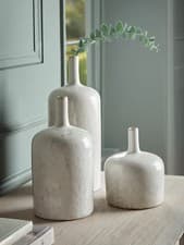 Image of Stylish White Glazed Vases Set of Three