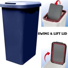 Image of kitchen bin navy blue swing and lift bin waste rubbish recycling bin dustbin 45L