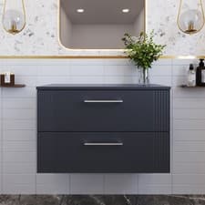 Image of Nuie Deco Wall Hung 2-Drawer Vanity Unit & Worktop 800mm - Satin Anthracite