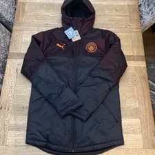 Image of Puma Manchester City Mens Size Large Winter Insulated Hooded Jacket Brand New