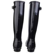 Image of Hunter Original Tall Gloss Wellington Boots Black Waterproof, Textile lining