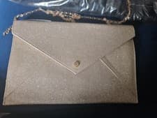 Image of Accessorize Gold Sparkly glitter ladies envelope clutch bag purse brand new with