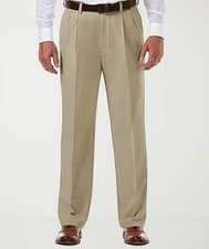 Image of 34W X 30L Haggar Cool 18 Pro Mens Classic Fit Pleated Pant Khaki