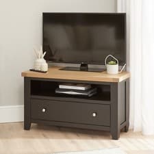 Image of Corner TV Unit Cheshire Black Painted Oak Up to 46” Widescreen Size Living Room