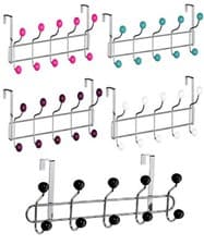 Image of New Multi Coloured Chrome 10 Hooks Over Door Hat Coat Rack Hanger Hangers Clothe
