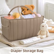 Image of Baby Nappy Caddy Organiser New Born Baby Essentials For New Mum Changing Basket
