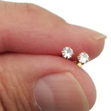 Image of 18K Yellow Gold Filled Tarnish-Free 3mm Cubic Zirconia CZ Stud Post Earrings