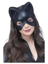 Image of Black Cat Eyemask Adults Halloween Half Cat Mask Fancy Dress Accessory