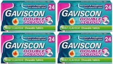 Image of 4 x Gaviscon Double Action Mint Tablets 24s | Heartburn & Indigestion Relief | E