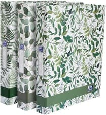 Image of Oxford 40mm A4 Ring Binders, Pack of 3 Durable Sheet Folders with Leaves Design