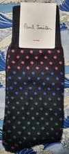 Image of Paul Smith Mens English Socks Pin Dot Navy Black Multi F958 One Size Cotton Mix