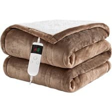 Image of Electric Blanket 130X160cm Heated Throw 10 Heat Timer Washable Camel