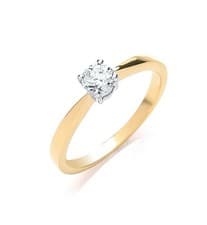 Image of Real Diamond Solitaire Engagement Ring 18ct Yellow Gold 0.35 Carat Weight