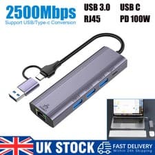 Image of USB 3.0 Type-C to Ethernet RJ45 PD 100W Adapter Network LAN Gigabit 1000Mbps Hub