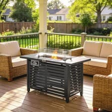 Image of Propane Gas Fire Pit Table Outdoor Firepit Dining Tabletop 50,000 BTU Heater