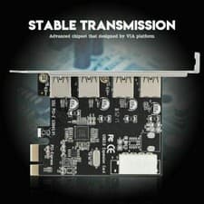 Image of PCI-E to USB 3.0 4-Port PCI Express Expansion Card Adapter Hub VIA 5Gbps