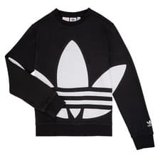 Image of Adidas Originals Big Trefoil Crew Kids Sweatshirt Boys Black White