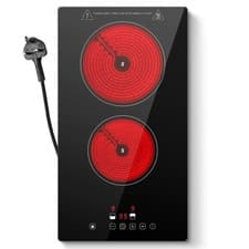 Image of Modern Ceramic Hob 2 Zones, Plug in Hob 30cm, 3000W 9 Power Levels flexibility