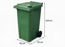 Image of Craftcaddy 240L Green Wheelie Bin - Council Approved Heavy-Duty Outdoor Garbage