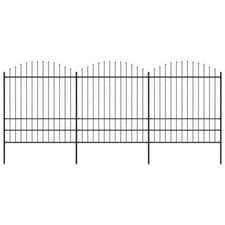 Image of Garden Fence with Spear Top Steel (1.75-2)x5.1 m Black vidaXL