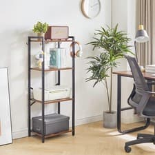 Image of YMYNY Bookcase, 4 Tier 4-Tier (43 x 29 x 112 cm), Rustic Brown and Black