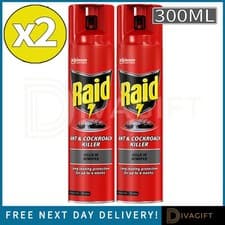 Image of 2 x RAID ANT AND COCKROACH KILLER SPRAY 300ML INSECT KILLER INDOOR OUTDOOR USE