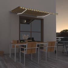 Image of Manual Retractable Awning with LED 300x250 cm Yellow and White vidaXL