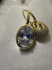 Image of Paul Costelloe for Diamonique Oval Cut Pave Leverback Earrings