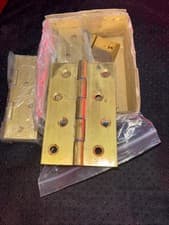 Image of Pair Of DSW Solid Drawn Brass Butt Hinges Polished 4” x 3” Eclipse No 14755
