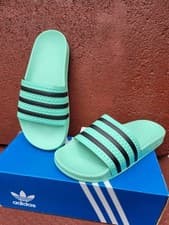 Image of Men's Women's Adidas Slides Adilette Green Sandals