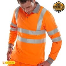 Image of Hi-Vis Hi Viz Polo High Visibility B-Seen Contrast Collar Safety Work Top Shirt