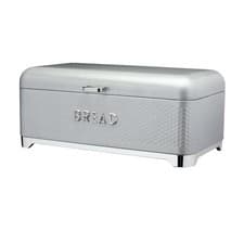 Image of Lovello Silver Grey Bread Bin KitchenCraft Textured Kitchen Storage Breadbin