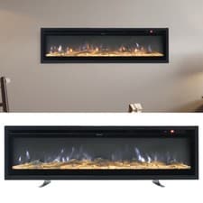 Image of LED Fireplace Media Wall Fire Wall Mounted / Standing Electric Heater 40-100in