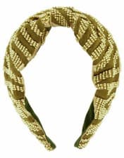Image of ACCESSORIZE ZEBRA BEADED KNOT HEADBAND BEAD GOLD GREEN HEAD HAIR BAND HAIRBAND