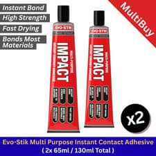 Image of 2x Evo-Stik Multipurpose IMPACT Instant Contact Adhesive High Strength Glue. 65g