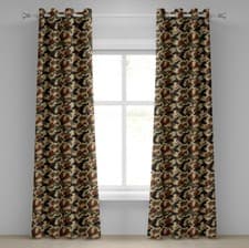 Image of Camouflage 2-Panels Eyelet Curtains Pixel Art Abstract