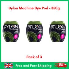 Image of 3 X Dylon Machine Dye Pod 34 OLIVE GREEN 350g All in 1 Fabric Colour Dye Clothes