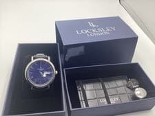 Image of LOCKSLEY LONDON QUARTZ WATCH, CARD WALLET AND CUFF LINKS BRAND NEW IN BOX BLACK