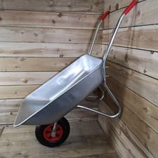 Image of Heavy Duty Galvanised Wheelbarrow 65L Pneumatic Metal Wheel Barrow