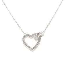 Image of Swarovski Silver Necklace Lovely Crystal Heart Ladies Jewellery - NEW GENUINE