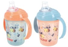 Image of Nuby Grip N Sip Water Bottle No Spill Sippy Cup 240ml 4 Months + ( Bees Pack 2 )