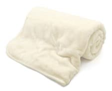 Image of Cream Faux Fur Mink Sofa Bed Throw, Super Soft Fur Blanket Settee Throws