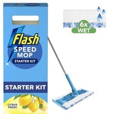 Image of Flash Speedmop Wet Mop Floor Cleaner Starter Kit 1 Handle & 6 Wet Refills
