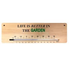 Image of Wooden Wall Thermometer - Life is Better in The Garden- Easy To Hang Shed IN-283